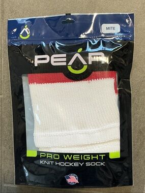 Pear Sox Pro Weight knit hockey socks Pro Weight Knit Hockey Sock White Red Top